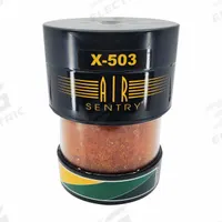 AIR SENTRY Hydraulic Tank Desiccant Breather: X Series, Silica Gel, 2 Micron Rating, 7 in Overall Lg (MPN 095X503). Key specifications — attr1257370: Cartridge Replaceable; attr1257368: No Indicating Gauge; attr1257371: X Series; attr1257355: Check Valve Included; attr95771: 2; attr95774: High Humidity/High Dust Applications - Paper Mills; Mine Quarries; Steam-Cleaning Rooms.