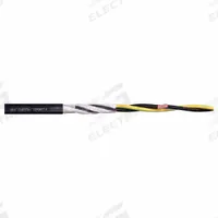 CHAINFLEX Motor Cable: 4 AWG Conductor Size, 3 Conductors, Single, PUR Jacket, Order by the Foot (MPN CFROBOT6-25003). Key specifications — Conductor Grouping: Single; Conductor Size: 4 AWG; Includes Ground: Yes; Minimum Bend Radius Factor - Flexible: 8 x OD; Minimum Bend Radius Factor - Fixed: 5 x OD; Overall Length: Order by the Foot; Brand: CHAINFLEX.