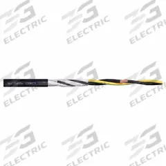 CHAINFLEX Motor Cable: 4 AWG Conductor Size, 3 Conductors, Single, PUR Jacket, Order by the Foot (MPN CFROBOT6-25003). Key specifications — Conductor Grouping: Single; Conductor Size: 4 AWG; Includes Ground: Yes; Minimum Bend Radius Factor - Flexible: 8 x OD; Minimum Bend Radius Factor - Fixed: 5 x OD; Overall Length: Order by the Foot; Brand: CHAINFLEX.