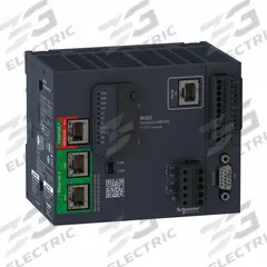 SCHNEIDER ELECTRIC Motion Controller: Transistor Out (MPN TM262M35MESS8T). Key specifications — Manufacturer Part Number: TM262M35MESS8T; Power Required: 24V DC; Product Type: Motion Controller; Series: Modicon M262; Number and Type of Outputs: Transistor; Mounting Style: Panel.