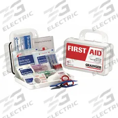 FIRST AID ONLY First Aid Kit and Housing: Gen Purpose, 1 People Served, 47 Components, Plastic (MPN 59026). Key specifications — Adhesive Bandages Included: (16) Bandages; Application: General Purpose; Brand: FIRST AID ONLY; Housing Color: White; Housing Material: Plastic; Includes Oral or Inhalant Medication: Medication Included; Mountable: Portable; Oral and Inhalant Medicinals Included: (4) Aspirins.