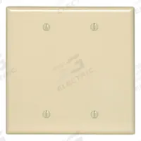 LEVITON Wall Plate: Blank, 2 Gang, Ivory, Midsize Size (MPN PJ23-I). Key specifications — Brand: LEVITON; Material: Nylon.