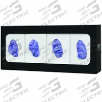 BOWMAN DISPENSERS Glove Dispenser: Steel, 22 3/8 in Overall Wd, 10 in Overall Ht, Wall, (4) Boxes (MPN GL048-0420). Key specifications — Dispenser Layout: (4) Boxes; Fill Direction: Left Load; Material: Steel; Brand: BOWMAN DISPENSERS; Color: Black.