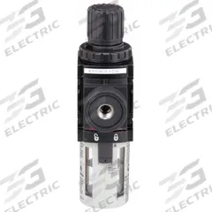 ARO Filter-Regulator: 1000 Series, 1/4 in NPT, 47 cfm, 5 micron, 0 psi to 140 psi, Manual Drain (MPN P39124-100). Key specifications — attr109419: ARO; attr109429: Aluminum; attr109463: No; attr109468: 1000.