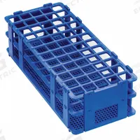 Tube Rack: 4 1/8 in Overall Wd, 2 1/2 in Overall Ht, 9 3/4 in Overall Lg, Polypropylene, Blue (MPN F18747-0001). Key specifications — Material: Polypropylene; Mounting Location: Benchtop; Color: Blue; Product Type: Test Tube Rack; Total Holding Capacity: (60) Places; Brand: SP SCIENCEWARE.