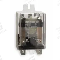 OMRON Enclosed Power Relay: Surface (Side Flange) Mounted, 20 A Current Rating, 24V DC, DPDT (MPN MJN2CE-DC24). Key specifications — Brand: OMRON; Base Type: Octal; Mounting Style: Side Flange; Electrical Connection: Quick-Connect; Manufacturer Part Number: MJN2CE-DC24; Operating Current: 20 A; Series: MJN Series.