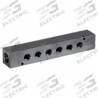 PNEUMADYNE INC Pipe Manifold Fitting: Inline, NPT x NPT, Rectangle, Aluminum, 3/4 in NPT, 3/8 in NPT (MPN M35-375-6). Key specifications — Material: Aluminum; Brand: PNEUMADYNE INC; Specific Fitting Shape: Rectangle.