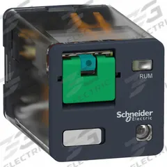 SCHNEIDER General Purpose Relay: Socket Mounted, 10 A Current Rating, 24V DC, 3PDT, C Socket (MPN RUMF32BD). Key specifications — Brand: SCHNEIDER; Base Type: Square; Mounting Style: Plug-In; Pin Shape: Flat; Electrical Connection: Quick-Connect; Manufacturer Part Number: RUMF32BD; Series: Harmony™ RUM Series.