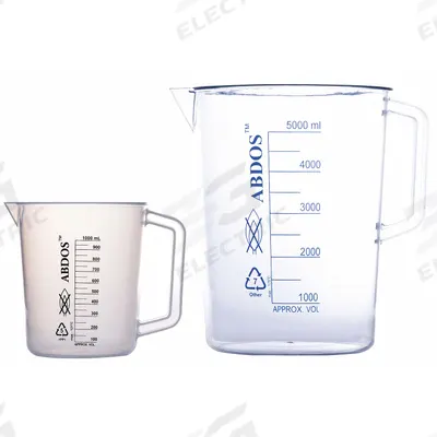 APPROVED VENDOR Beaker: Tall Form with Handle, Printed Graduation, Polymethylpentene - Tall Form Plastic Beakers with Handles