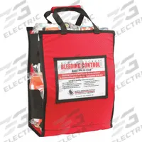 NORTH AMERICAN RESCUE Bleeding Control Kit: Plastic Bag, 8 People Served, 90 Components (MPN 80-0468). Key specifications — Brand: NORTH AMERICAN RESCUE; Wound Dressings Included: (8) Trauma Dressings; Housing Material: Nylon.