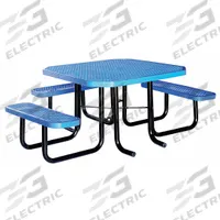 GRAINGER ADA Picnic Table: Expanded Metal, Thermoplastic Coated, Blue, 29 5/8 in Overall Ht, 4HUV7. Key specifications — Brand: GRAINGER; Tabletop Color: Blue; Manufacturer Part Number: 4HUV7; Standards: ADA Accessible; Product Type: ADA Picnic Table; Frame Material: Steel.