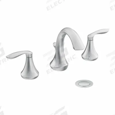 MOEN: Eva, Metal, Chrome Finish, 1.2 gpm Flow Rate, Widespread, Arc, Lever - Widespread Handle Bathroom Faucets