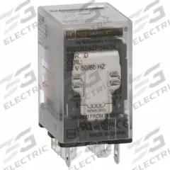 SCHNEIDER General Purpose Relay: Socket Mounted, 15 A Current Rating, 24V AC, DPDT, 8 Pins/Terminals (MPN 8501RS42P14V14). Key specifications — Brand: SCHNEIDER; Base Type: Square; Mounting Style: Socket; Pin Shape: Flat; Electrical Connection: Quick-Connect; Manufacturer Part Number: 8501RS42P14V14; Series: Square D 8501R Miniature Series.