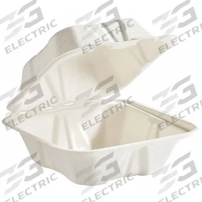ABILITY ONE Disposable Carry-Out Food Container: White, Hinged Lid Container Container - Hinged-Lid Molded Fiber Containers