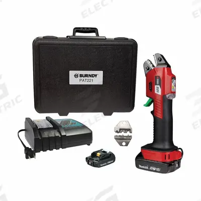 BURNDY Battery Crimper: 18 V, Die Head, 1 AWG Max Copper, For Interchangeable Dies - Burndy Crimpers