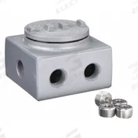 Conduit Outlet Body: Aluminum, Powder Coated, GRSS, 1/2 in Trade Size, 7 Hub Body, Threaded (MPN GRSS50). Key specifications — Series: For Standard Body; Compatible Conduit Trade Size: 1/2 in; Thread Gender: Female; Hub Style: Threaded; Cover Included: Yes; Body Style: 7 Hub; Connection Type: Threaded; Back Type: Flat.