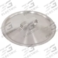 CRESTWARE Fry Pan Cover: 15 in Top Dia, Aluminum, Silver, Aluminum, Natural, 1.5 mm Gauge, Uncoated (MPN FRYDC14). Key specifications — Brand: CRESTWARE; Handle Color: Silver; NSF Certified: No; Product Type: Fry Pan Cover; Body Color: Silver; Handle Material: Aluminum; Body Material: Aluminum; Handle Type: Riveted.