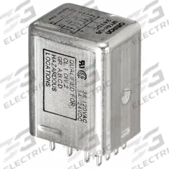 OMRON Hermetically Sealed Relay: Socket Mounted, 3 A Current Rating, 24V DC, 4PDT, 14 Pins/Terminals (MPN MY4H-US-DC24). Key specifications — Brand: OMRON; Base Type: Square; Mounting Style: Plug-In; Pin Shape: Flat; Electrical Connection: Quick-Connect; Manufacturer Part Number: MY4H-US-DC24; Series: MY Series.