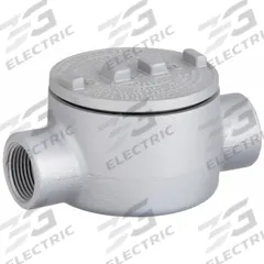 Conduit Outlet Body: Iron, GR, 1 in Trade Size, C Body, 18 cu in Body Capacity (MPN GRC100). Key specifications — Series: For Standard Body; Compatible Conduit Trade Size: 1 in; Thread Gender: Female; Hub Style: Threaded; Cover Included: Yes; Body Style: C; Connection Type: Threaded; Back Type: Round.