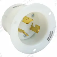 HUBBELL Locking Inlet: Non-NEMA, White, 125/250V AC, 30 A, 3 Pole, 3 Blade (MPN HBL3334C). Key specifications — Voltage Rating: 125/250V AC; Brand: HUBBELL.