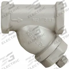 KECKLEY Y Strainer: 3/8 in, NPT, Perforated, 0.0625 in Screen Size, Carbon Steel, 3 in Ht, 3 in Lg (MPN 3/85THY-CS045P34-GTI-SB7). Key specifications — Brand: KECKLEY; Seal Material: 304 Stainless Steel; Manufacturer Part Number: 3/85THY-CS045P34-GTI-SB7; Screen Material: 304 Stainless Steel.