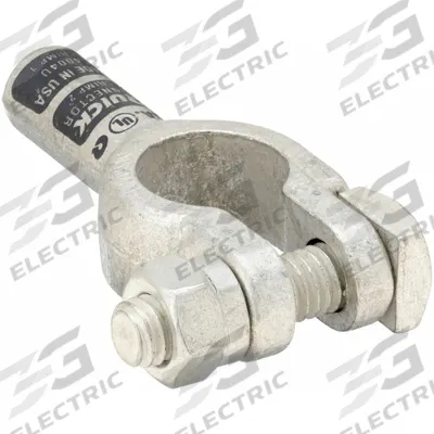 QUICKCABLE Battery Terminal: Straight, Crimp, 4 ga, Gray Color, Negative/Positive - Straight Alignment