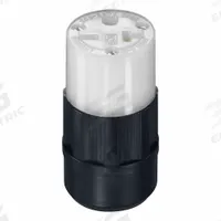 LEVITON Straight Blade Connector: 6-20R, 250V AC, 20 A, 2 Pole, 3 Wire, Black/White (MPN 5469-C)