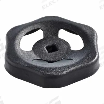 JW WINCO Valve Handwheel: 6 Point, 90 mm Handle Dia, 9 mm Square Spindle, Black - 6-Lobed Valve Knobs with Square Through-Hole