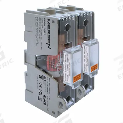 MERSEN Fuse Block: Open Block Design, 2 Pole, 600 V AC - Fuse Blocks for UL Class J Fuses