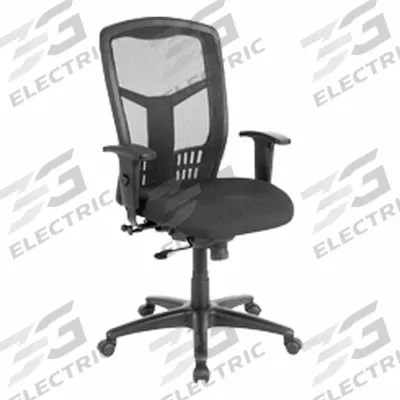 LORELL Executive Office Chair: Ergomesh, Ht, Black, Fabric & Mesh Material - Adjustable-Arm Office Chairs