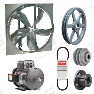 Dayton Supply Fan w/Drive Package: Belt Drive, 54 in Blade, Totally Enclosed, 37,683 cfm - Belt-Drive Panel Supply Fans with Drive Package