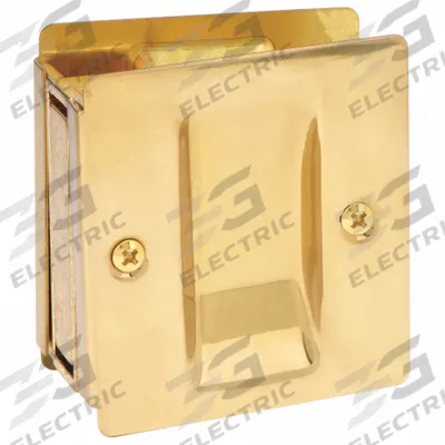ROCKWOOD Tray Pull: Unthreaded Holes, Brass, Gold, Tray/Lever - Pocket Door Pull Handle