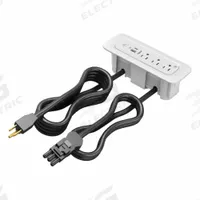 WIREMOLD Furniture Power Outlet: 3 Outlets, 10 ft Cord Lg, White, 5-15R, 7.63 in Wd, Straight Plug (MPN MDSF10-WH). Key specifications — Shape: Rectangular; Brand: WIREMOLD; USB Connectors Included: Type C; Mounting Style: Recessed.