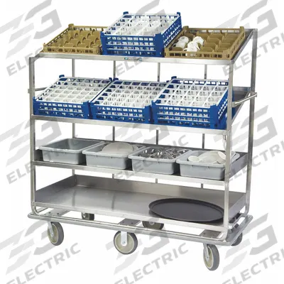 LAKESIDE Dish Breakdown Cart: 1,000 lb Max Load Capacity, 4 Shelves - Soiled Dish Breakdown Carts
