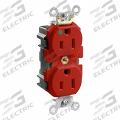 LEVITON Straight Blade Duplex Receptacle: Hospital Grade, Duplex, 5-15R, Red, 125V AC, 15 A (MPN M8200-HR)