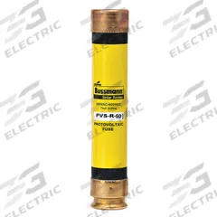 Solar Fuse: PVS-R Series, Fast-Acting, 50 A, 600 V DC (MPN PVS-R-50). Key specifications — Series: PVS-R; Brand: BUSSMANN; Voltage Compatability: AC/DC.