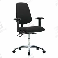 ESD Chair: Fabric, Arms Included, Ht Range 19 in to 24 in, 18 1/2 in Seat Wd, 17 in Seat Dp, Adj (MPN BR-ESD-FDHCH-MB-CR-T1-A1-EC-ESDBLK). Key specifications — Foot Support: No; Back Tilt Backward: 13.5°; Back Tilt Forward: 10.5°; Base Material: Aluminum; Brand: APPROVED VENDOR; Product Type: ESD Chair; ESD-Safe: ESD-Safe; Seat Tilt Backward: 3°.