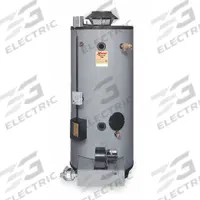 RHEEM-RUUD Commercial Gas Water Heater: Natural Gas, 90 gal, 715,000 BTU, 74.5 in Ht (MPN GX90-715A). Key specifications — Display Sell UOM: EA; Market: Commercial; Standards: LWH; Brand: RHEEM-RUUD; Low NOx: No; Water Connection Location: Side; Fuel Type: Natural Gas; Included Valves: Temperature and Pressure Relief.
