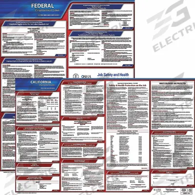 JJ KELLER Labor Law Poster: CA, English, Plastic, 40 in x 24 in - State & Federal Labor Law Poster Sets