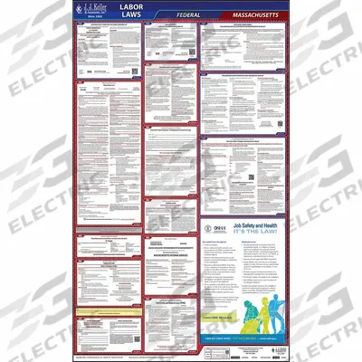 JJ KELLER Labor Law poster: MA, English, Polypropylene, 24 in x 40 in, FMLA /Y - All-in-One State & Federal Labor Law Posters