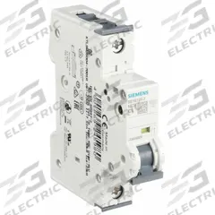 SIEMENS IEC Supplementary Protector: 1 A Amps, 5kA at 230/400V AC, Screw Clamp, 5SY6, 230/400V AC, C (MPN 5SY61017). Key specifications — Brand: SIEMENS; Terminal Connection: Screw Clamp; DC Voltage Rating: Not Rated; Max. AIR Rating: 5kA at 230/400V AC; Series: 5SY6; AC Voltage Rating: 230/400V AC; Curve Type: C.