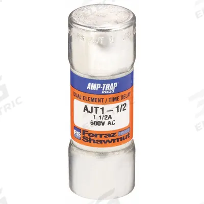 MERSEN Fuse: AJT Series, Class J, Cylindrical Body, Time-Delay, 1.5 A, 600 V AC - Time-Delay Cylindrical Fuses
