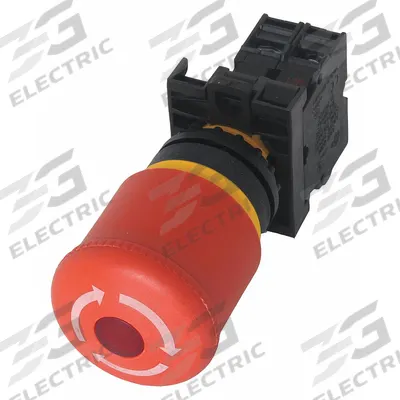 EATON Emergency Stop Push Button: Red, 22 mm Mounting Size, Non-Metallic - Illuminated Mushroom-Head Push-Button Operators