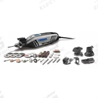 DREMEL Rotary Tool Kit: 1.8 A Current, Variable Speed, 1/8 in Collet Size, 4300 (MPN 4300-5/40). Key specifications — attr1255004: DREMEL; attr1255007: Variable Speed.