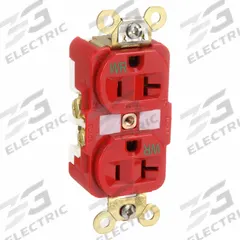 HUBBELL Receptacle: Duplex, 5-20, Red, 125V AC, 20 A, 2 Pole / 3 Wire (MPN HBL5362RWR)
