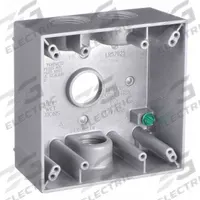 BELL Electrical Box: Aluminum, Square, 2 Gangs, 3/4 in Hub Size, 31 cu in Capacity, Gray (MPN 5343-0). Key specifications — Color: Gray; Brand: BELL.