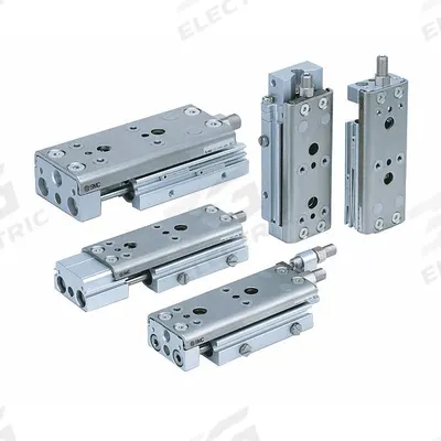 SMC Slide Table: 50 mm Stroke Lg, 25 mm Bore Dia, Mfr Part # MXQ25L-50AS, MXQ Series - Pneumatic Slide Tables