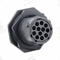 SOURIAU Electrical Connector: Trim Trio UTSX 14, Jam Nut Receptacle, 12 Contacts, 16 A, 500V (MPN UTSX71412S). Key specifications — Wire Size: 30 AWG to 14 AWG; Includes Contacts: Contacts Not Included; Brand: SOURIAU; Coupling Type: 1/3 Bayonet; IP Rating: IP68; Series: Trim Trio UTSX; Contact Gender: Female; Voltage Rating: 500V.