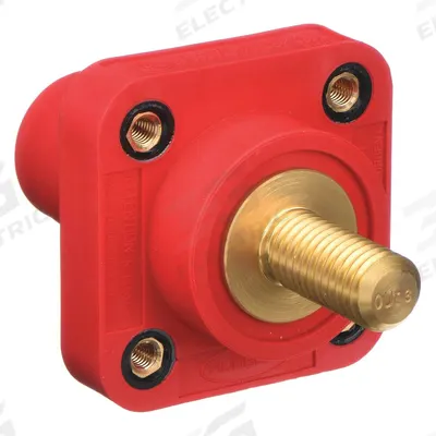 HUBBELL Single Pole Receptacle: Red, Straight Taper Nose Mating, Threaded Stud Termination - Receptacles with Threaded Stud Terminations