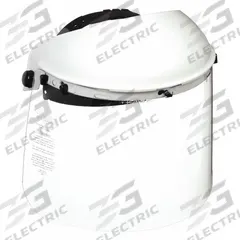 MCR SAFETY Face Shield: Clear, Uncoated, Reusable, 15 1/2 in Visor Wd, 8 in Visor Ht, Polyethylene (MPN 8AA82). Key specifications — Headgear Color: White; Visor Material: Polyethylene; Visor Features: Reusable.